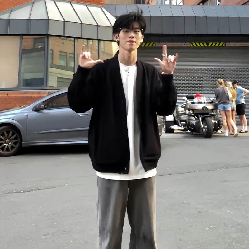 

Мужской кардиган Cleanfit Bla: модный вязаный свитер свободного кроя с V-образным вырезом для весны и осени