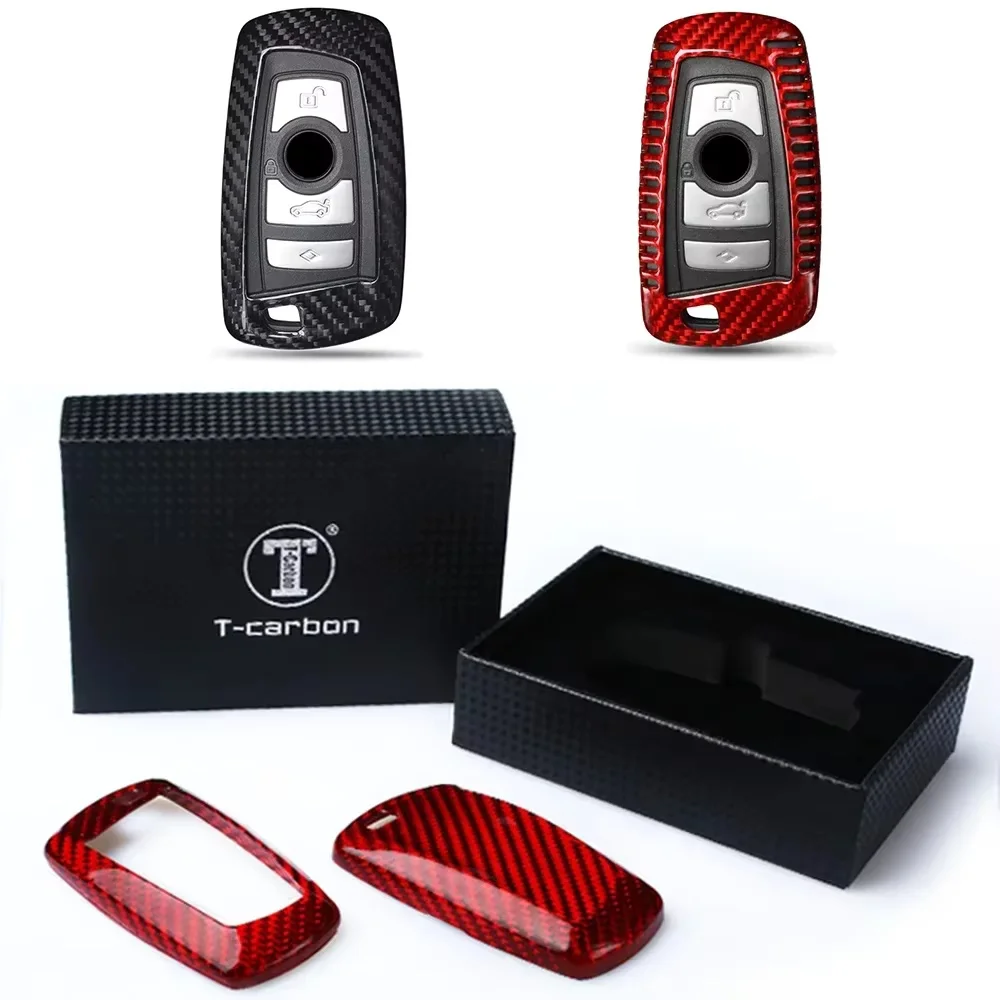

Чехол для автомобильного ключа из настоящего углеродного волокна для BMW 1 3 5 7 серии X3 X4 F30 F10 F18 M3 M4 M5 520 525 118i 320i Подарочная упаковка для дистанционного ключа