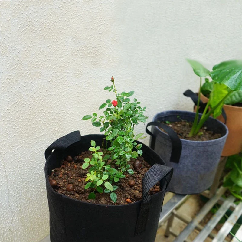 TKOH-Potones de tela resistente, bolsas para cultivo de verduras/flores/plantas, macetas de tela no tejida engrosadas con asas (5 galones)