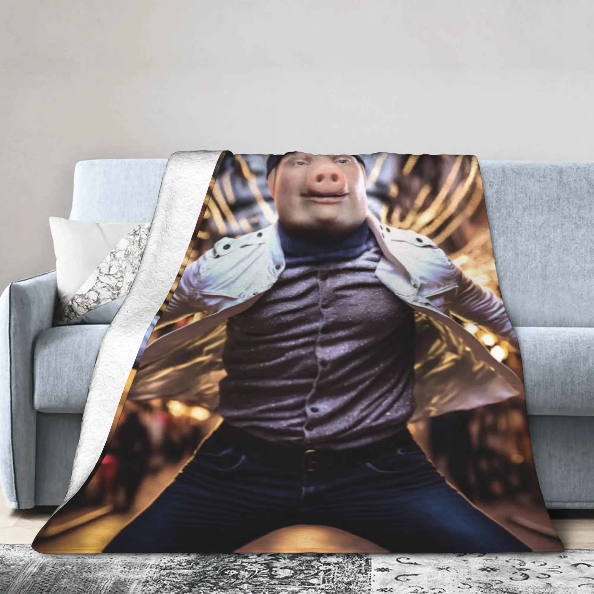 Novelty Design John Pork is calling Blanket Super Soft Coral Fleece Plush  Comfortable Throw Blankets Machine Washable