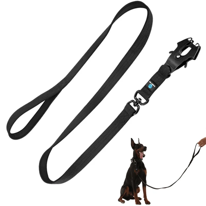 5Ft Nylon Large Dog Leash Tactical Frog Clip Metal Padded Control Handle Durable Military German Shepard Rope Training Supplie