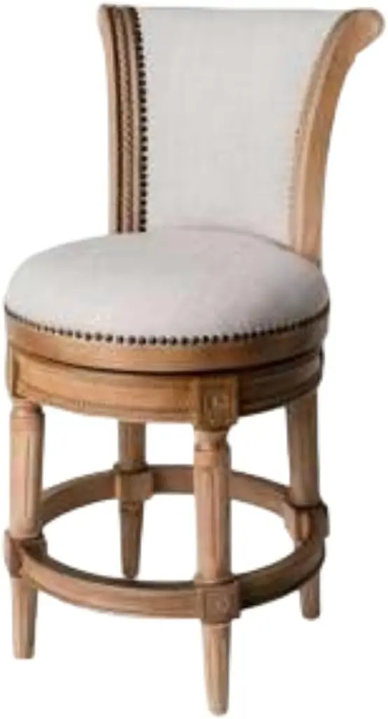 

PCounter Stool 26' — Поворотный барный стул с подставкой для ног — Светло-коричневый деревянный каркас и натуральная ткань — Стул для кухонного острова