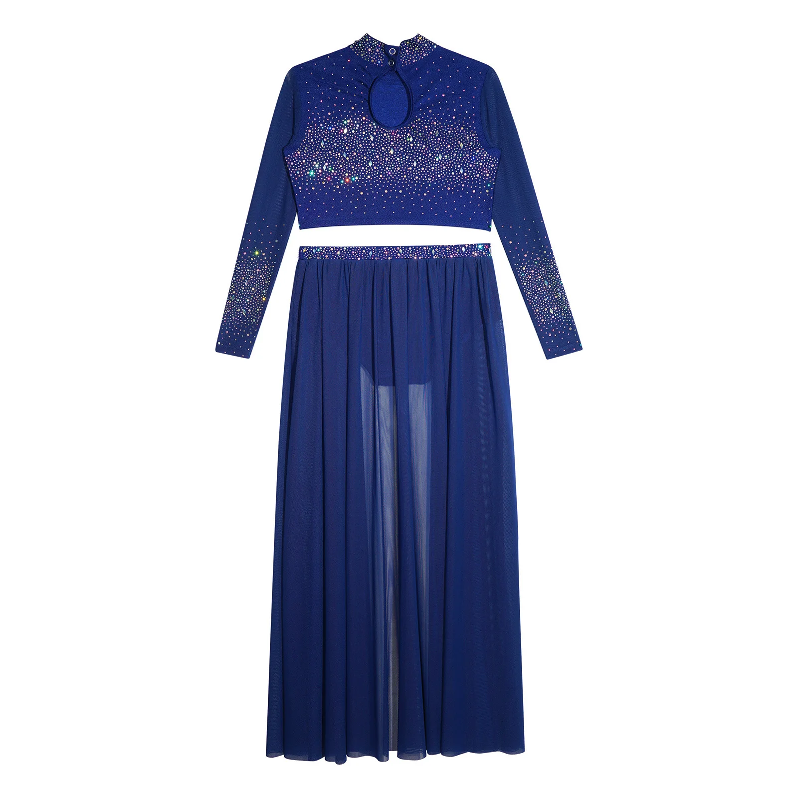 6-16Y الفتيات لامعة الراين الحديثة ملابس رقص غنائية المحاصيل الأعلى يوتار تنورة التزلج الجمباز البهلوانية ملابس الباليه #4