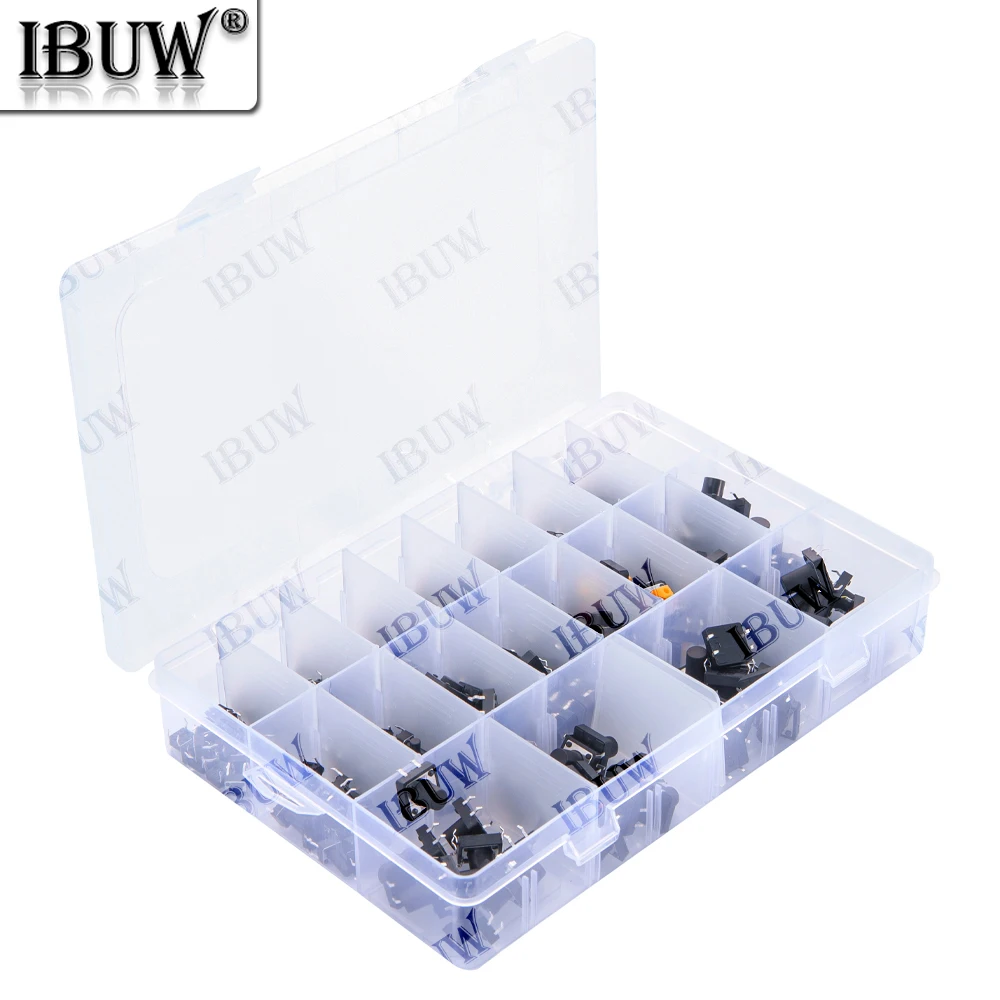 

250 шт., 20 значений, 4 контакта, 6x6 мм, 12x12 мм, 5/6//8/9/10/11/12/13 мм, тактильный кнопочный переключатель, микро мгновенная классификация, набор в ассортименте