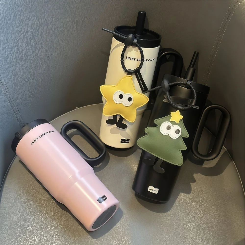 

720ml-1000ml Custom Water Bottle 316 Stainless Steel Coffee Thermos Cup Drinking Bottle Straw Thermos Insulated Cup Coffee Mug