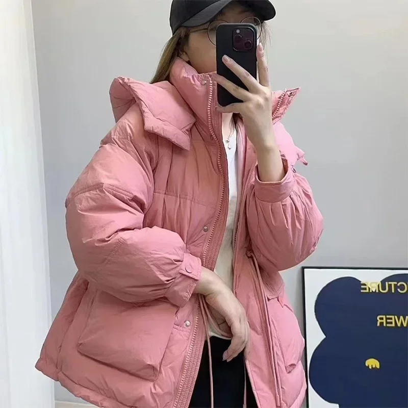 2024 New Women Down Jacket Winter Coat Female Short Parkas Warm Fashion Outwear Hooded Leisure Time Versatile Fashion Overcoat