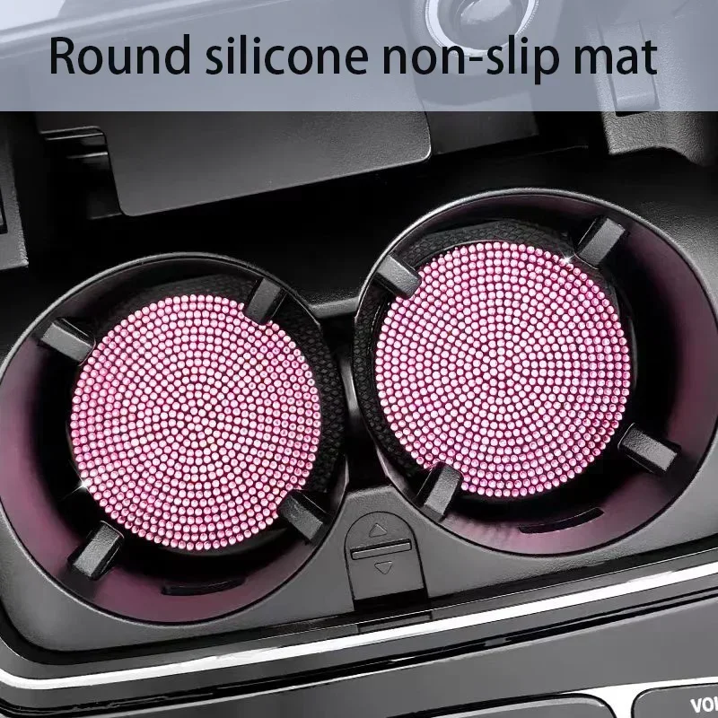 

Круглая силиконовая нескользящая подставка для автомобильного салона, изоляционный коврик, декоративная подставка для стаканов с бриллиантовыми стразами, автомобильные аксессуары