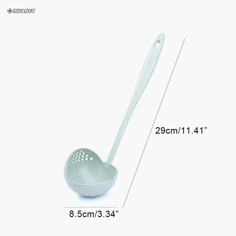 Kitchen Soup Spoon Long Handle Kitchen Strainer Solid Color Cooking Colander Kitchen Scoop Plastic Tableware Colander Hot