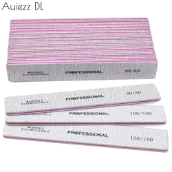 5Pcs Professional Nail File 100/180 Washable Buffers 80/80 Emery Board Straight Sanding Files UV Gel Polishing Manicure Tools