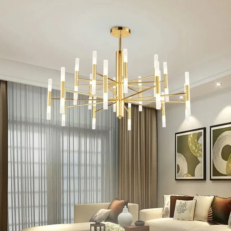 

Modern Minimalist LED Geometric Chandeliers For Living Room Atmospheric Blooming Pendant Lamps Dining Room Bedroom Hanging Light