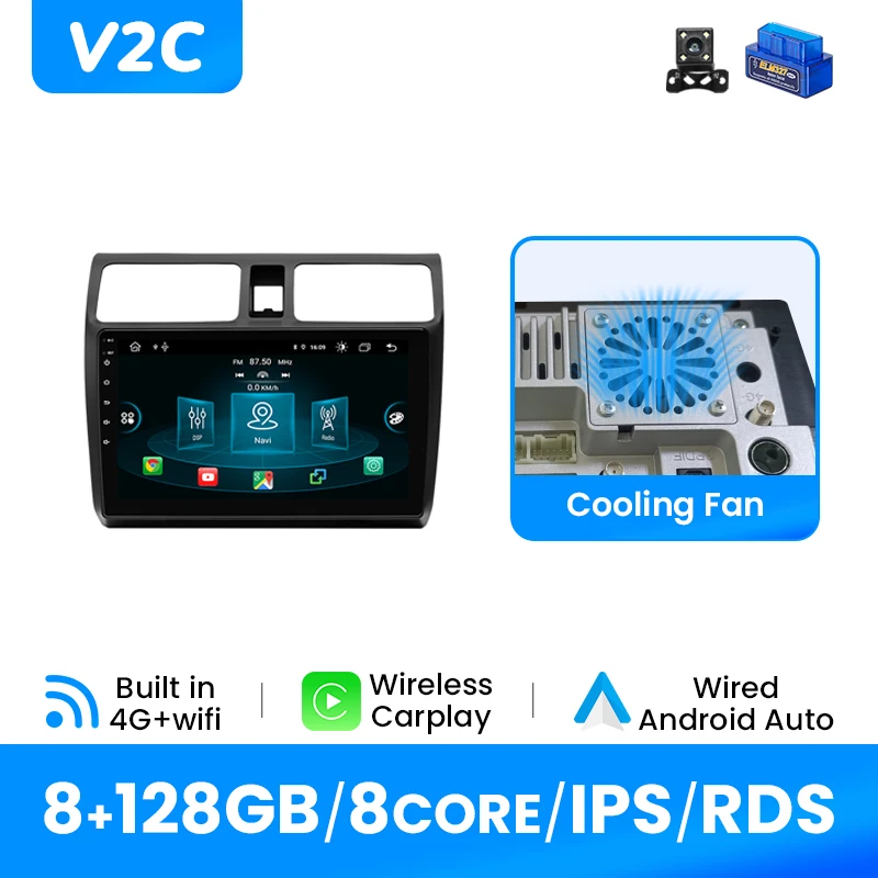 Draadloze Carplay Autoradio Speler Voor Suzuki Swift 2003-2010 Android 14 1280*720 IPS Multimedia 8 GB + 128 GB GPS DSP 4G Wifi 2Din