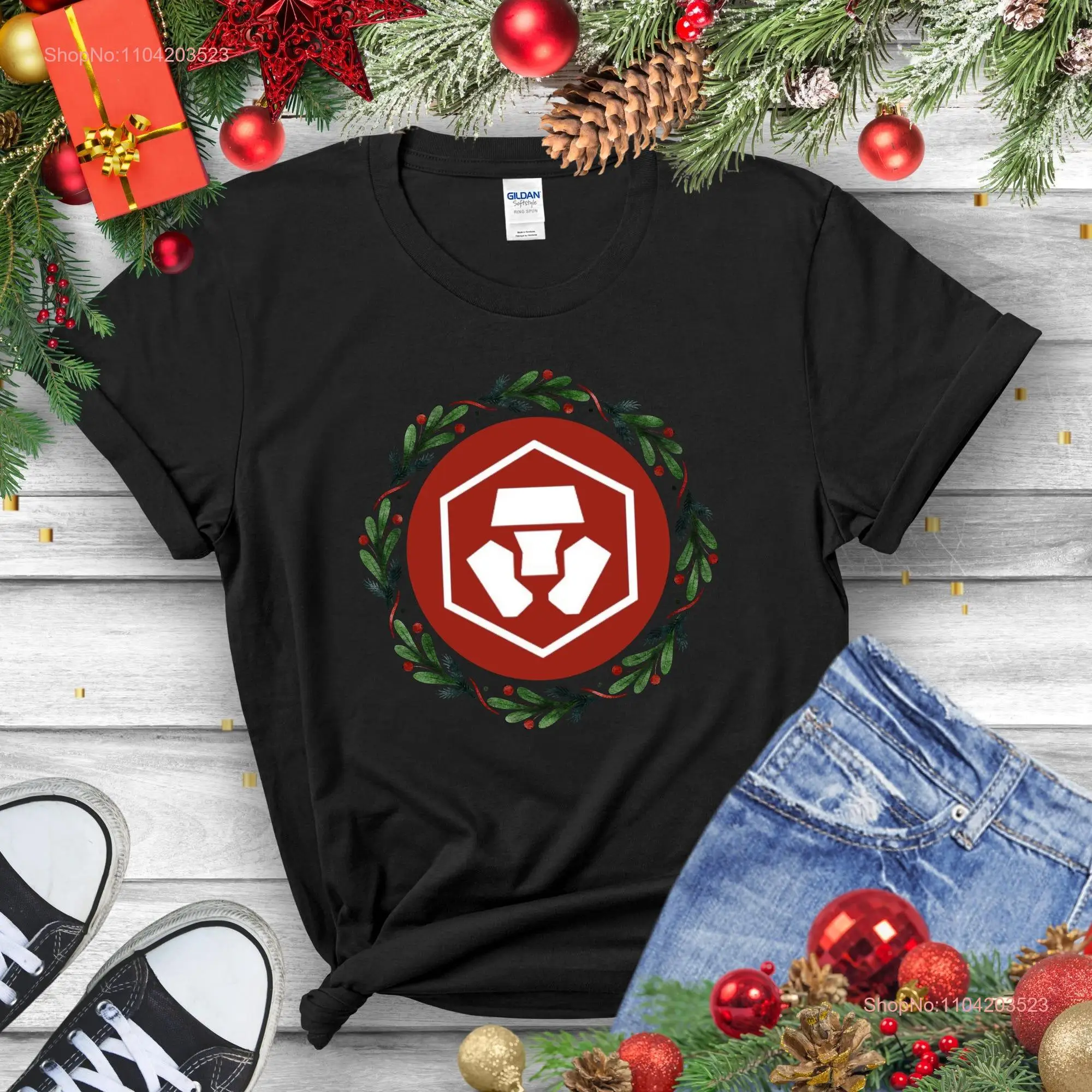 Crypto com Christmas T Shirt CRO Holiday CRONOS Cryptocurrency For long or short sleeves