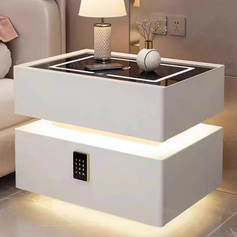 طاولة بجانب السرير لغرفة النوم المتنقلة شحن خزائن ذكية حديثة فاخرة لغرفة المعيشة ومنضدة منظم أثاث منزلي Criado Mudo