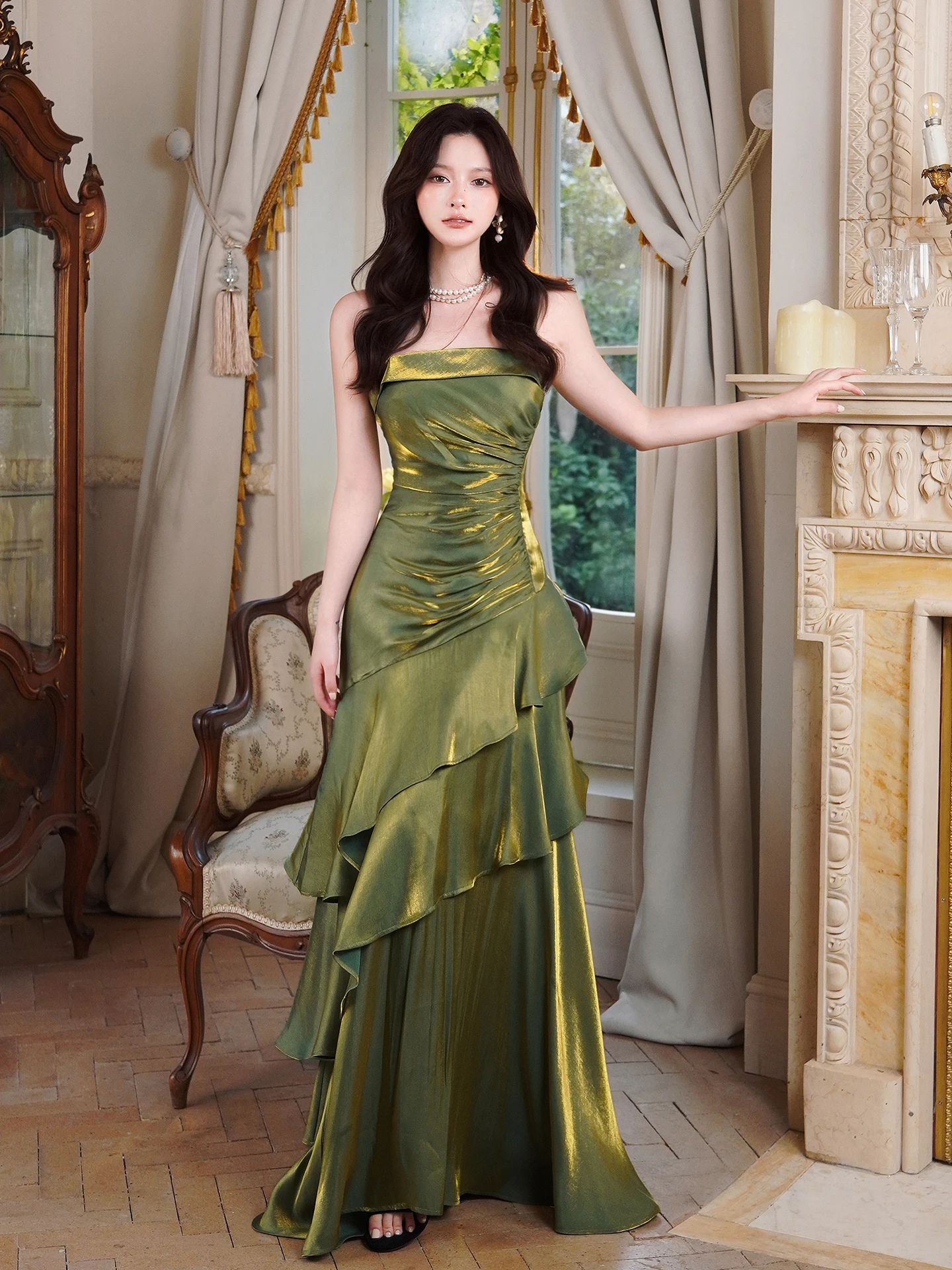 

Ele Classic Good Job een Wild Fairy T Strapl Dr Luxury High Waist Gown French Sle No-Sve Women's Dr