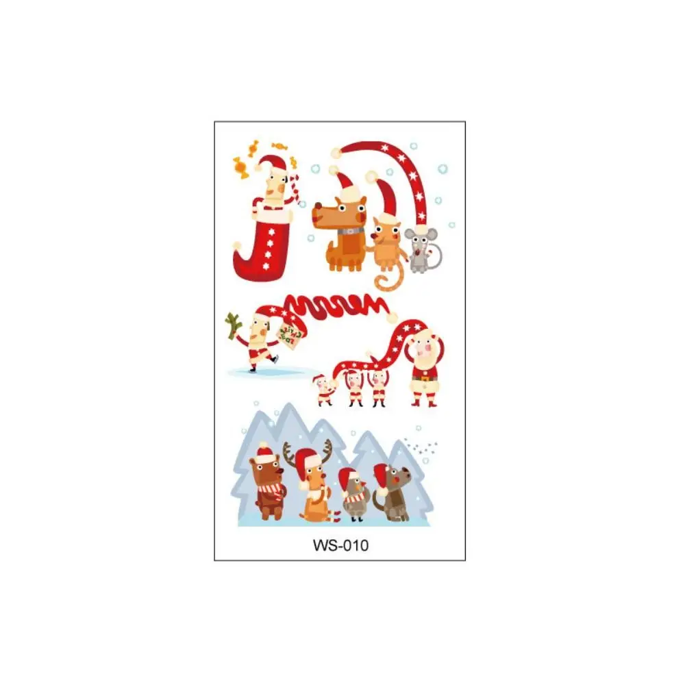 30sheets Trendy Elk Candle Tattoo Stickers Snowman Waterproof Santa Claus Stickers Face Makeup DIY Christmas Body Art Festival