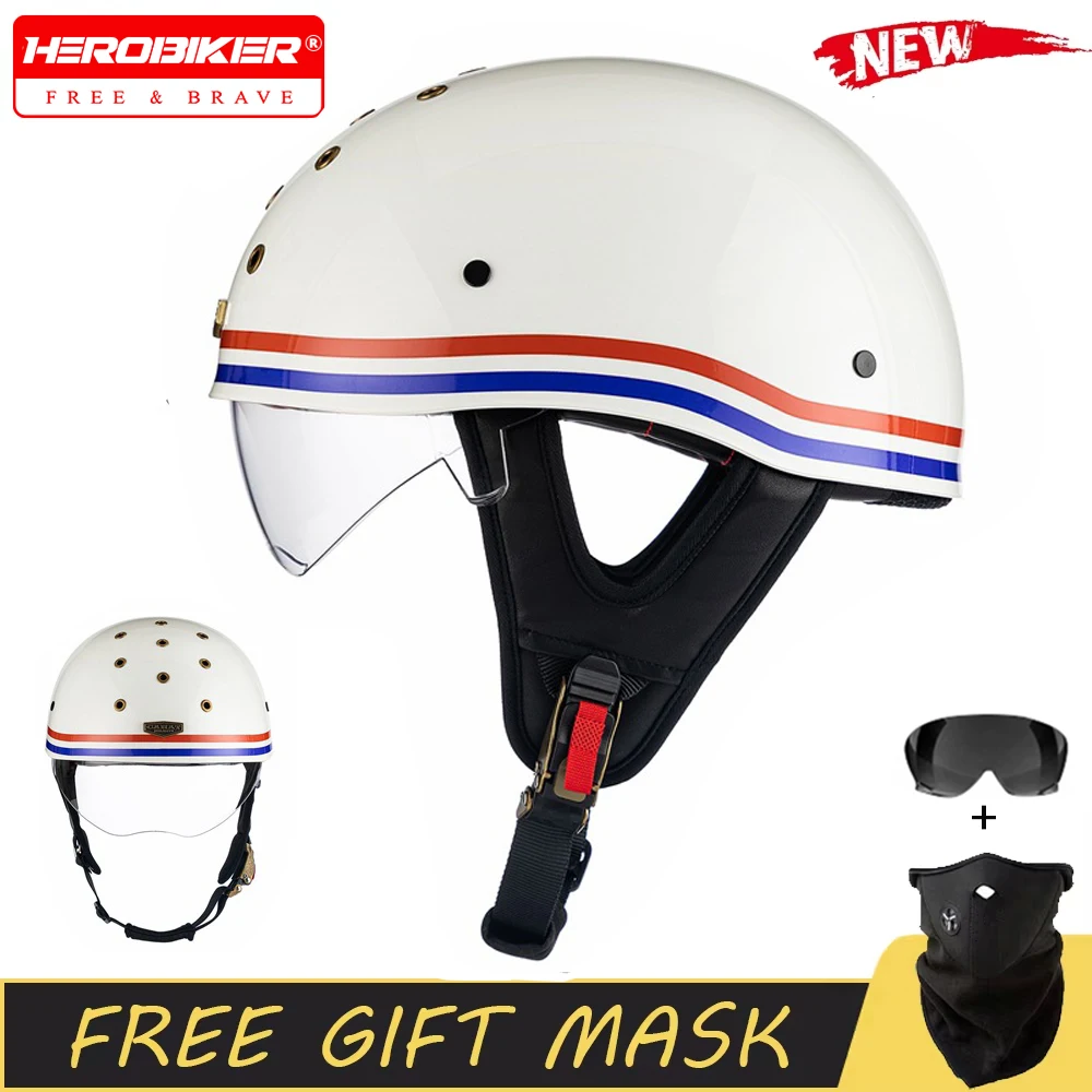 

DOT Certification Motorcycle Helmet Anti Fall Wear Resistant Moto Half Helmet ABS Material Motorbike Riding Half Helmet Men