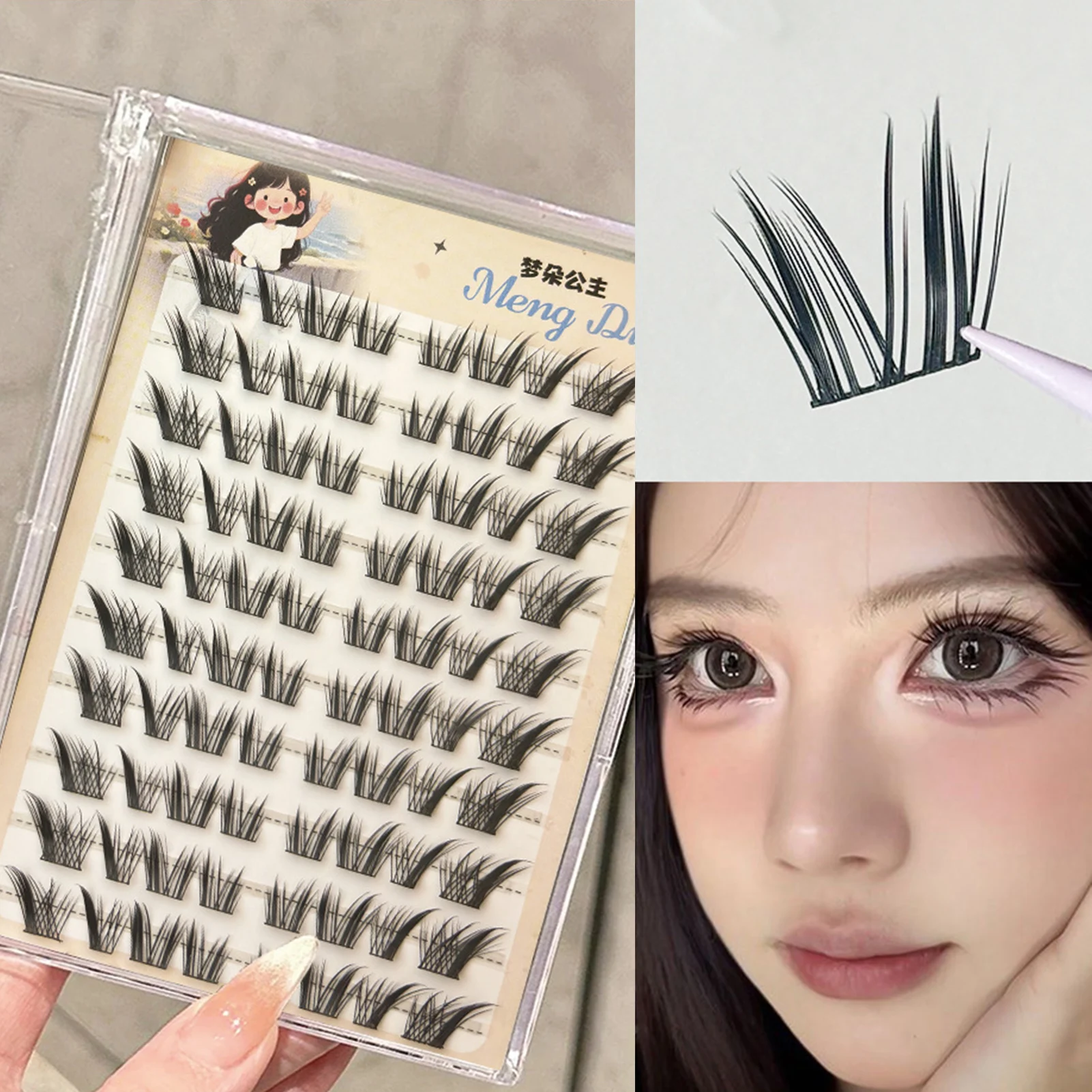 

10 Rows C Curl Flying Individual Lashes Cluster Fluffy Thick False Eyelash Foxed Series Long Eyelashes Manga Lash Extensions