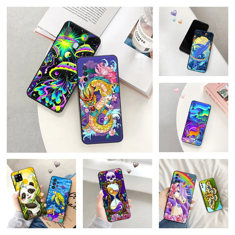 Phone Case for Samsung a24 a20e a21s a22 a23 a25 a11 a12 a13 a14 a15 a10 a30 Abstract Hourglass Dragon Soft Black Silicone Cover