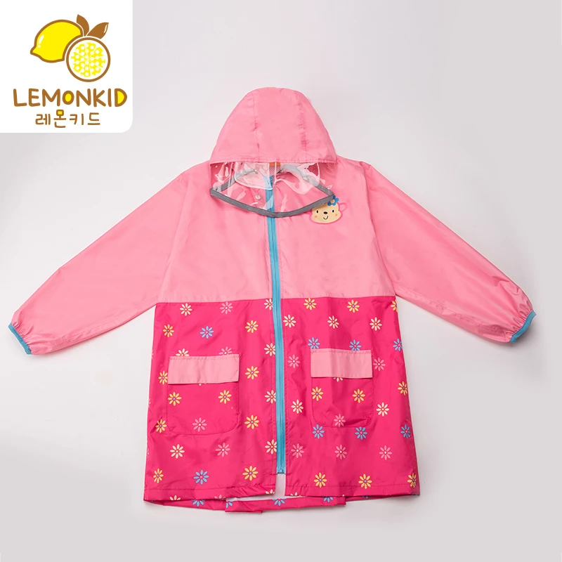 Cartoon Monkey Children Raincoat Mesh Breathable lining Stay Dry & Comfy Outdoor Walking Kids Poncho Hooded Jacket For Girls Boy
