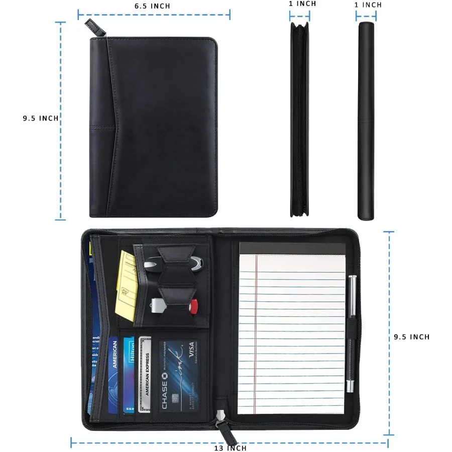 Junior Padfolio Portfolio with 5 x 8 Writing Pad A5 Business Portfolio Binder Folder Organizer MultiFution Combition Case for W