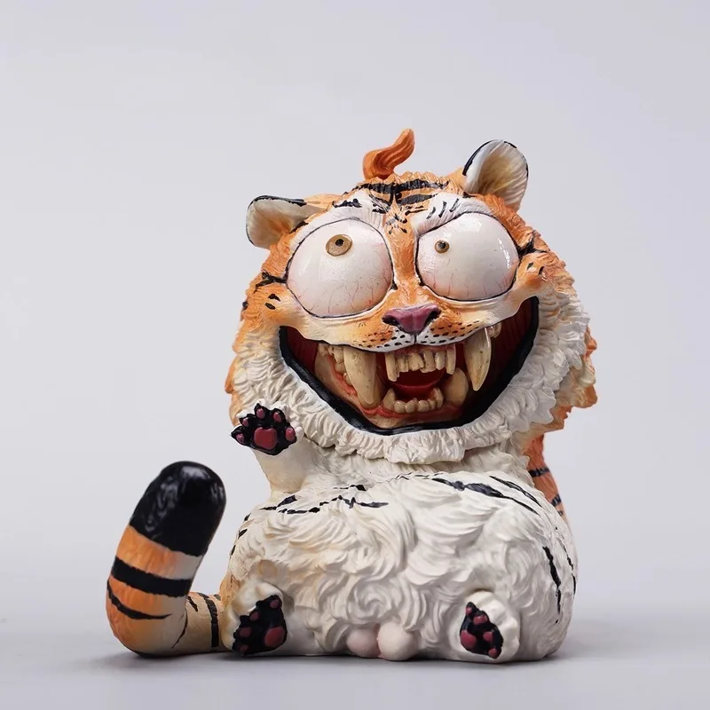 

JXK&DOUBLE Chinese Zodiac Series-Tiger Figurine Trend Resin Tiger Model for Toy Figures Desktop Car Decorations