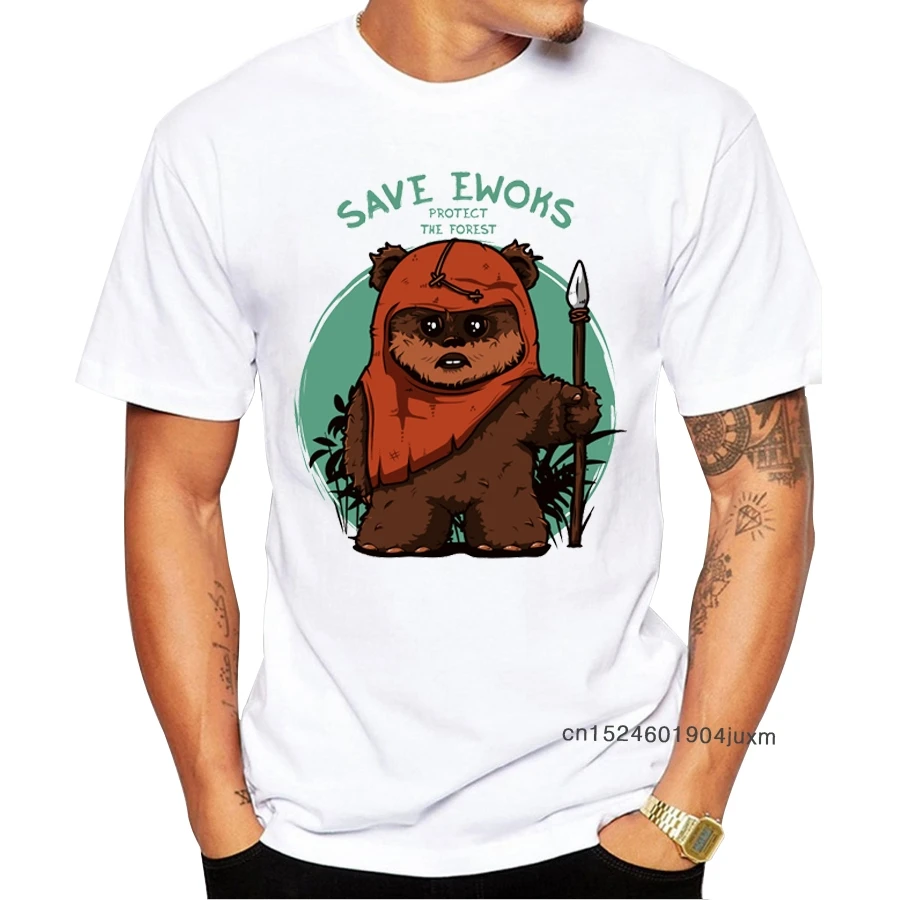 2024 New Fashion Save Ewoks Design Men T-shirt Short Sleeve Hipster Tops Protect The Forest Printed T Shirts O Neck Cool Tees