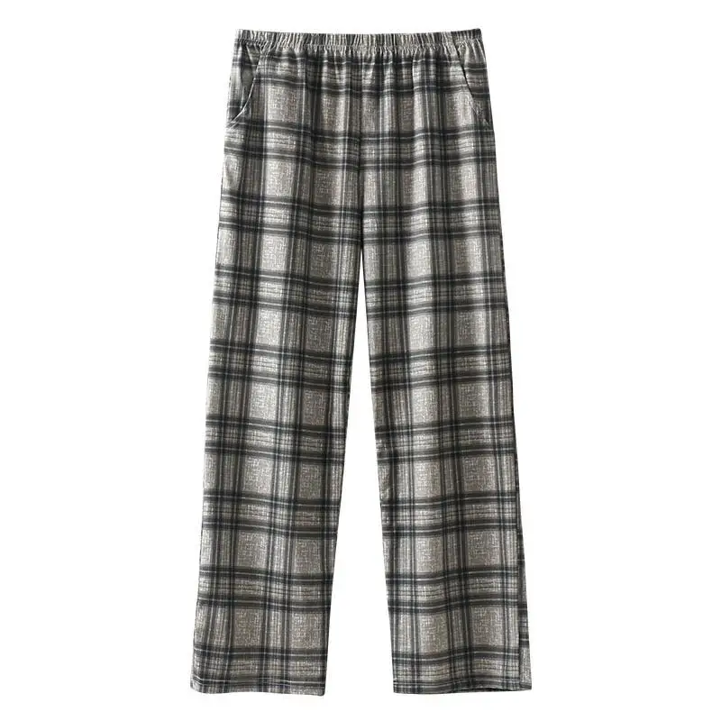 Male Trousers Straight Cotton Check Plaid Men's Casual Pants Aesthetic Hot Baggy Plus Size Classic Harajuku Fashion Vintage Big