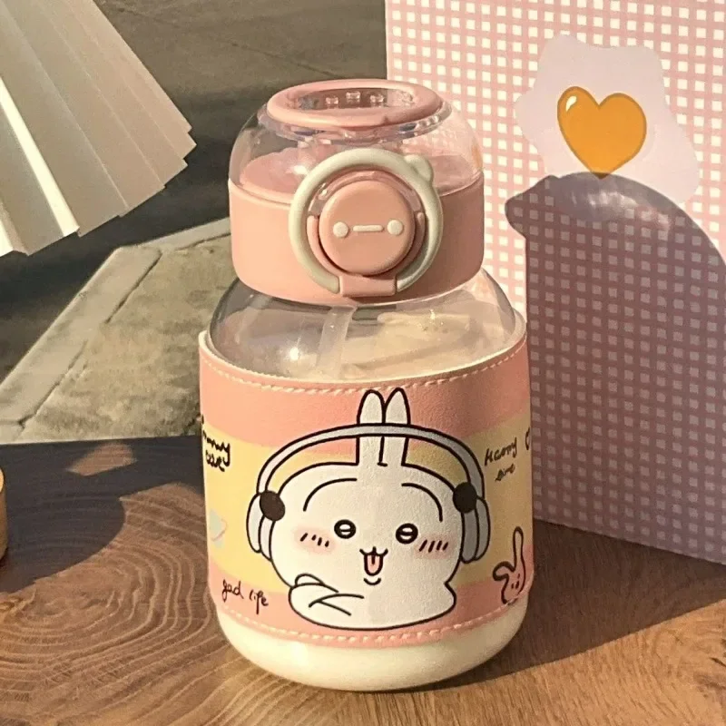 

Sweet Anime Kawaii MINISO Chiikawa Plastic Cup Ins Cute Cartoon Household Children Water Bottle Gifts Lovely Toys for Kids