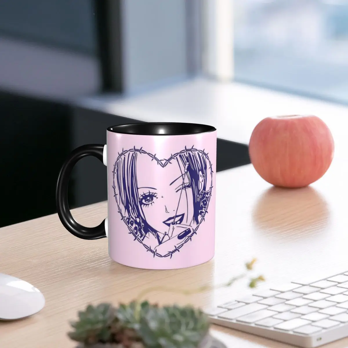 Nana Osaki Barbed Wire Heart Spread Mug Funny Ceramic Coffee Cups Tea Mugs Milk Cup Drinkware Gifts for Woman Man
