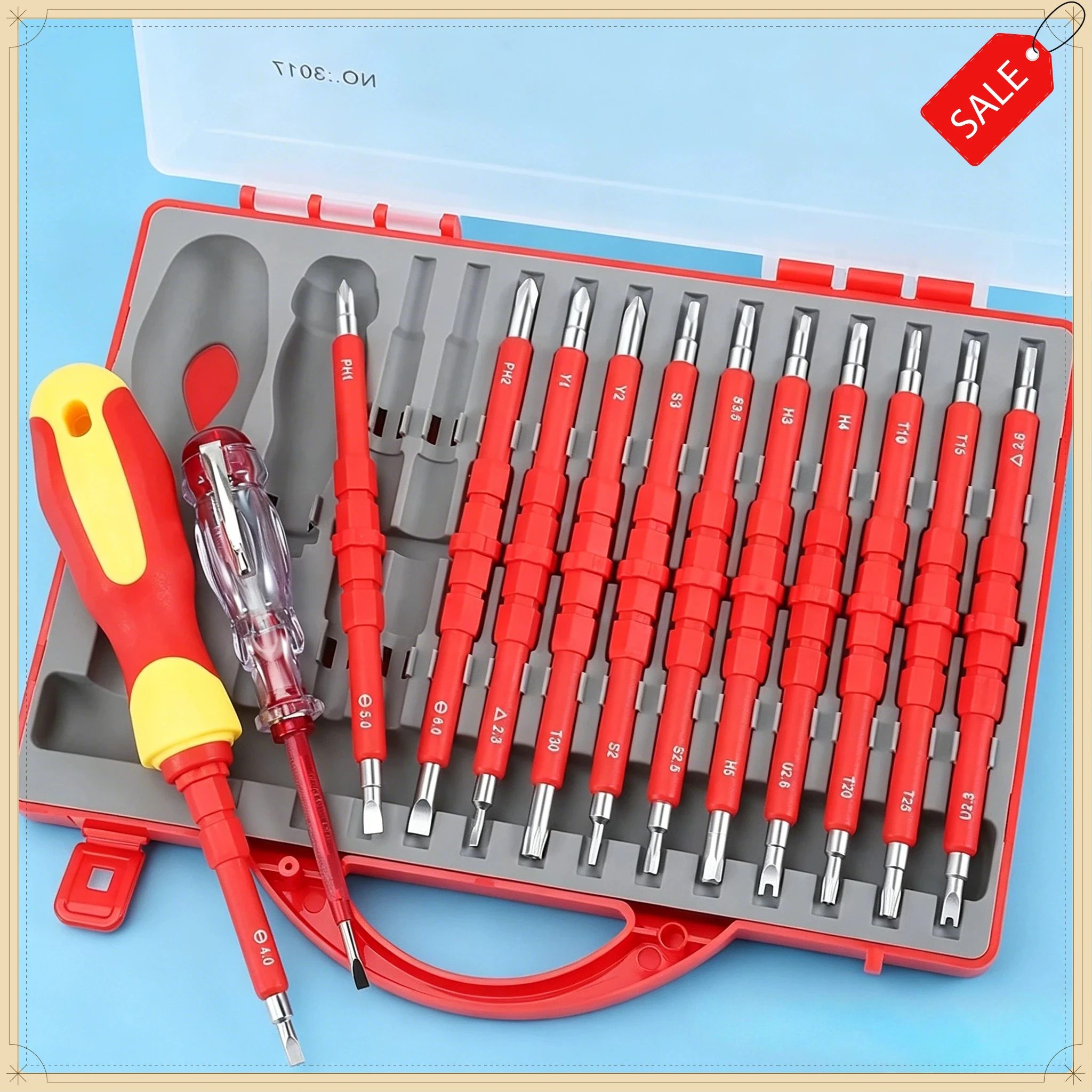 26in1プロフェッショナル1000v絶縁ドライバーセット磁気ビット耐衝撃電気技師安全ハンドツール