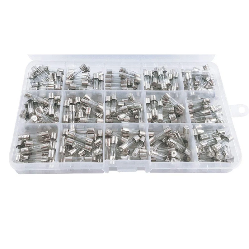 Set di fusibili in vetro soffiato rapido 5 x 20 mm 250 V 0,1 A/0,25 A/0,5 A/ 1 A/ 1,5 A/ 2 A/ 3 A/ 4 A/ 8 A/ 10 A/ 12 A/ 20 A 15 A/ 20 A 15 A/ 20 A