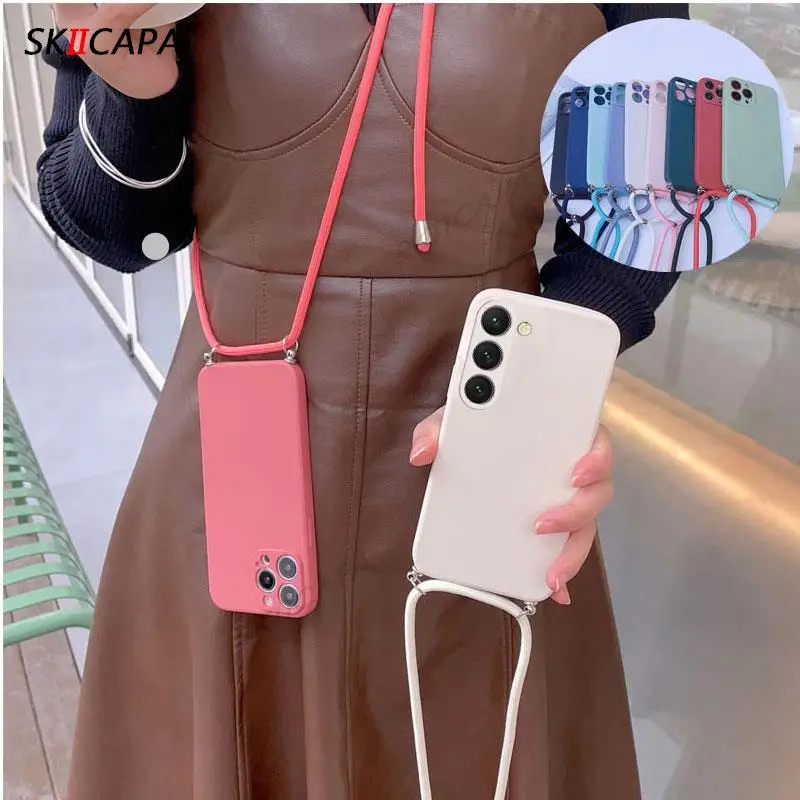 15T Crossbody Necklace Strap Cord Lanyard Soft Case for Xiaomi 15T 17T Pro Mi15 T Camera Protect Silicone Bumper Cover Shell