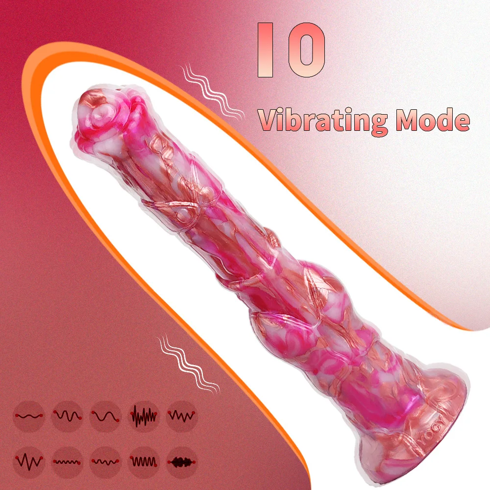 YOCY Long Horse Dildo Vibrators 12 inch Silicone Fantasy Monster Knot Penis Sex Toy For Women Men 7.7cm Bullet Vibrator