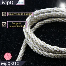 ivipQ-212 Flagship Cable Replacement Headphone Plug 2.5/3.5mm Pure Silver Palladium+22K Gold Leaf Earphone Cable For HD650 HD800