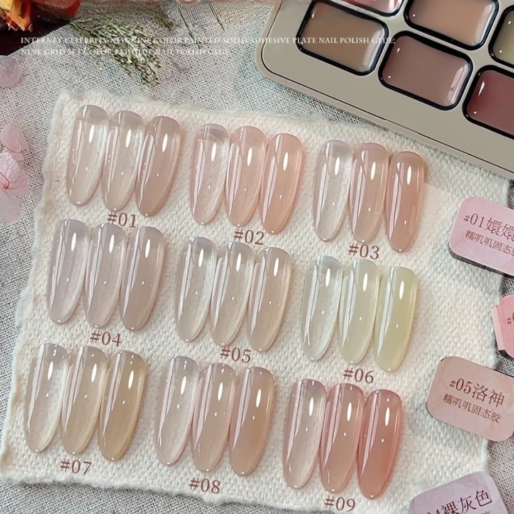 9 ألوان الصلبة جيل للأظافر لوحة اليابانية كريم الطين اللوحة هلام عدة مسمار تصميم طويل الأمد شبه دائم نقع قبالة الورنيش