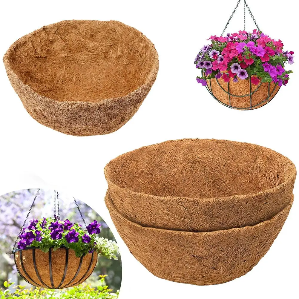 10/12/14 Inch Hanging Basket Liner Round Coconut Liners for Planters 100% Natural Coco Basket Replacement Liner Outdoor