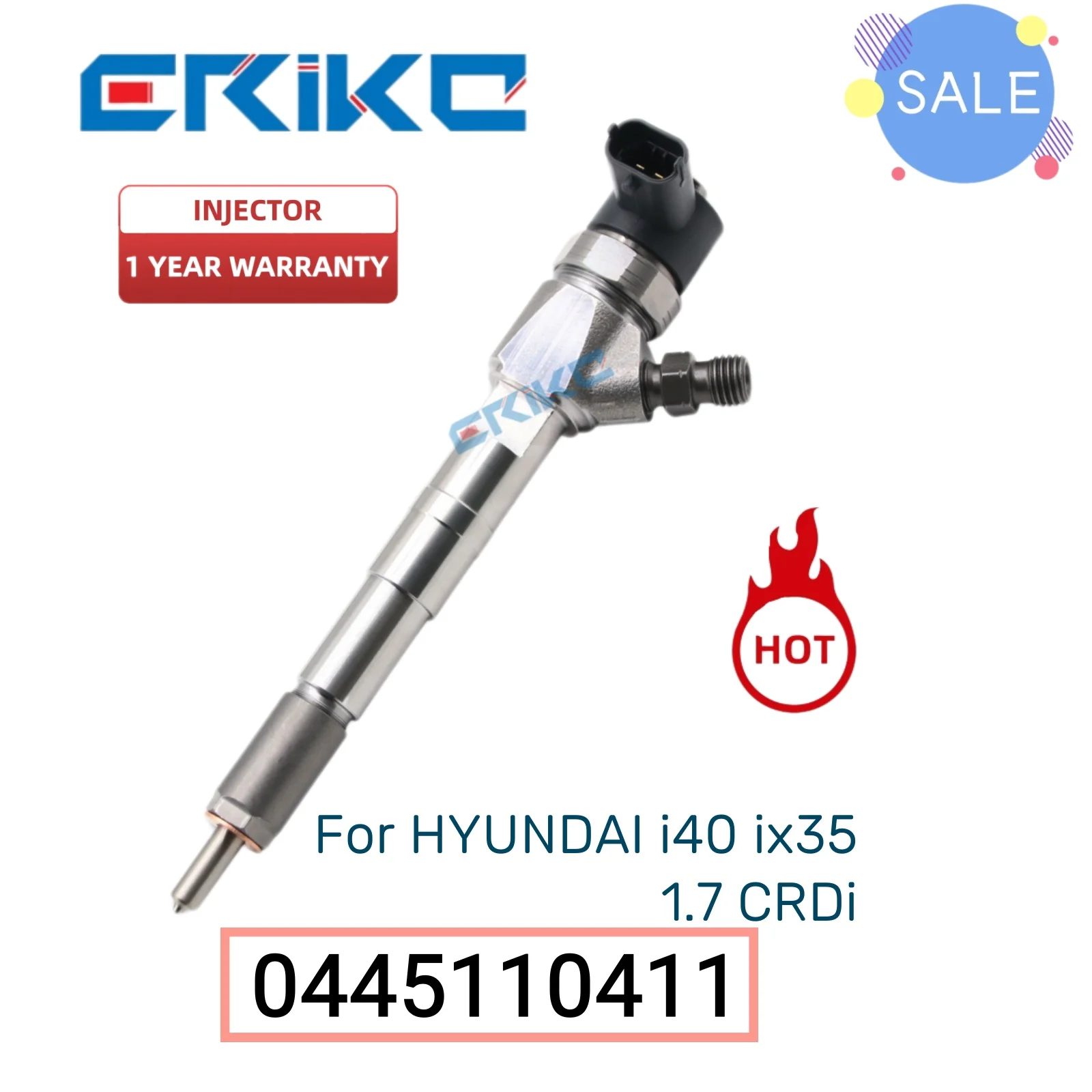 

0445110411 Injector Diesel 0 445 110 411 Injector Assy Fuel 0445 110 411 Common Rail Injector for HYUNDAI i40 ix35 1.7 CRDi