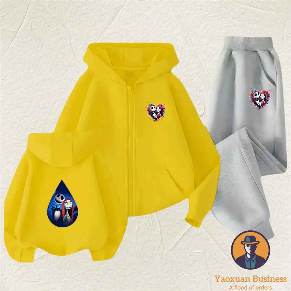 

Модный детский комплект с капюшоном на молнии Oogie Boogie с капюшоном «Кошмар перед Рождеством» 2024, осеннее пальто на флисовой подкладке