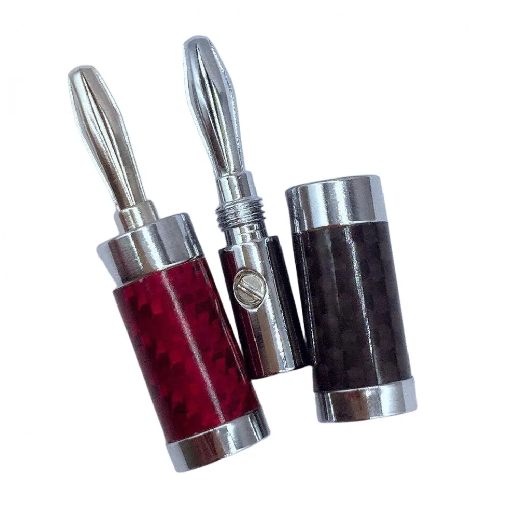 2 قطعة سدادات الموز خالية من اللحام أسود + أحمر الألياف المتكلم قابس الموز الأوسط قناة المتكلم الصوت والفيديو مكبر للصوت موصل