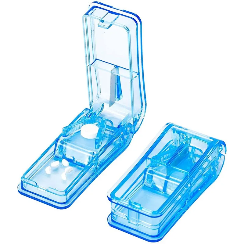 1PC Clear Medicine Pill Holder Tablet Cutter Splitter Pill Case Mini Useful Portable Storage Box Pill Tablet Pill Cutter Divider