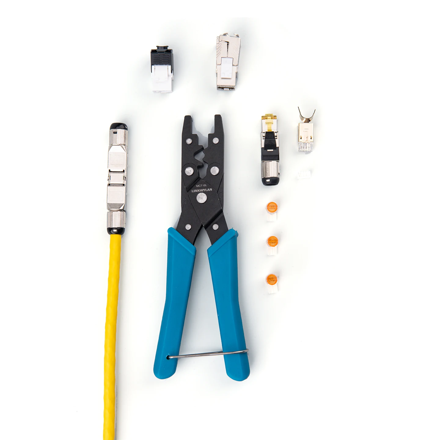 Linkwylan Strumento di crimpatura multifunzione professionale per Keystone Jack RJ45 RJ11 Adattatore di rete Cat5 Cat6 Crimpatrice per cavi