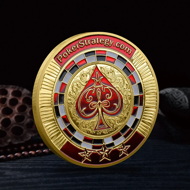 Red Heart Poker Chip Commemorative Medal Las Vegas Lucky Gold Silver Coin Metal Card Holder Collection Gift