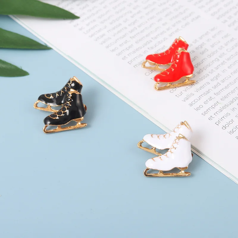 Creative Personality Skate Shoes Metal Enamel Brooch Fashion Cartoon Figure Skater Badge Trendy Charm Backpack Jewelry Gift