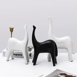 Modern Abstract White Horse Statue Ceramic Ornaments Home Decoration Animal Figurines For Gift Black Horse Sculpture