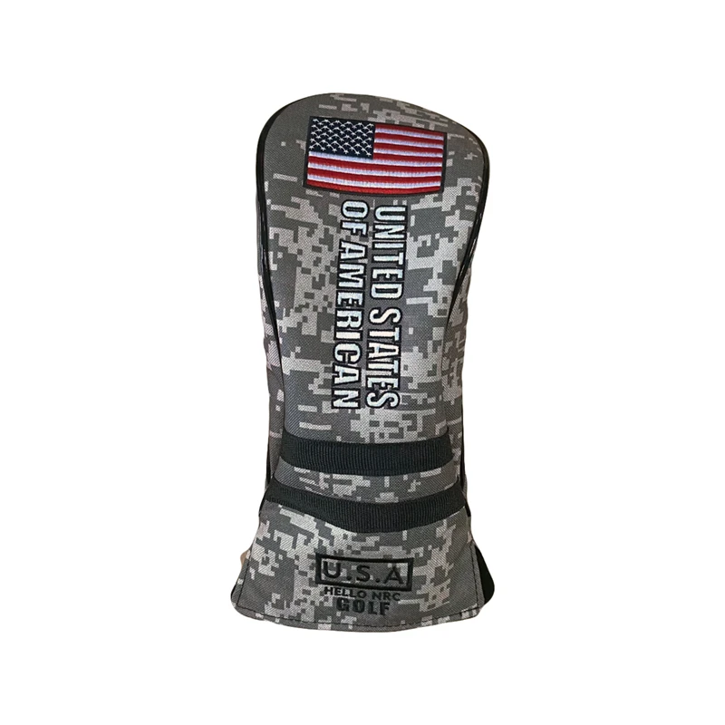 Golf Headcover Camouflage Flag Golf Club Head Cover for Driver Fairway Hybrid Head PU Leather
