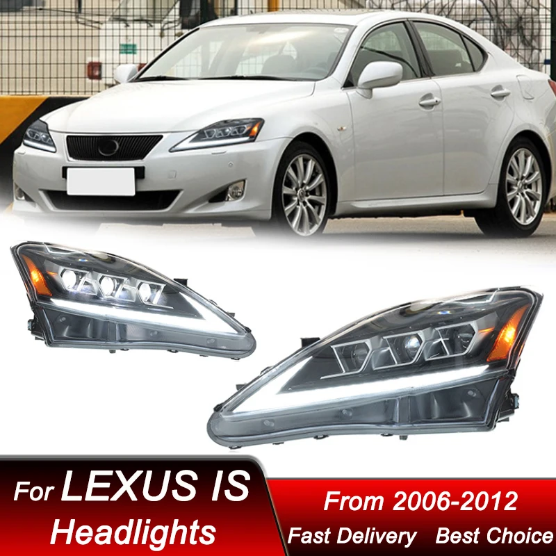 

Автомобильные светодиодные фары для Lexus IS IS250 IS300 06-12, полностью светодиодные фары нового стиля в сборе, обновленный комплект аксессуаров для линз проектора