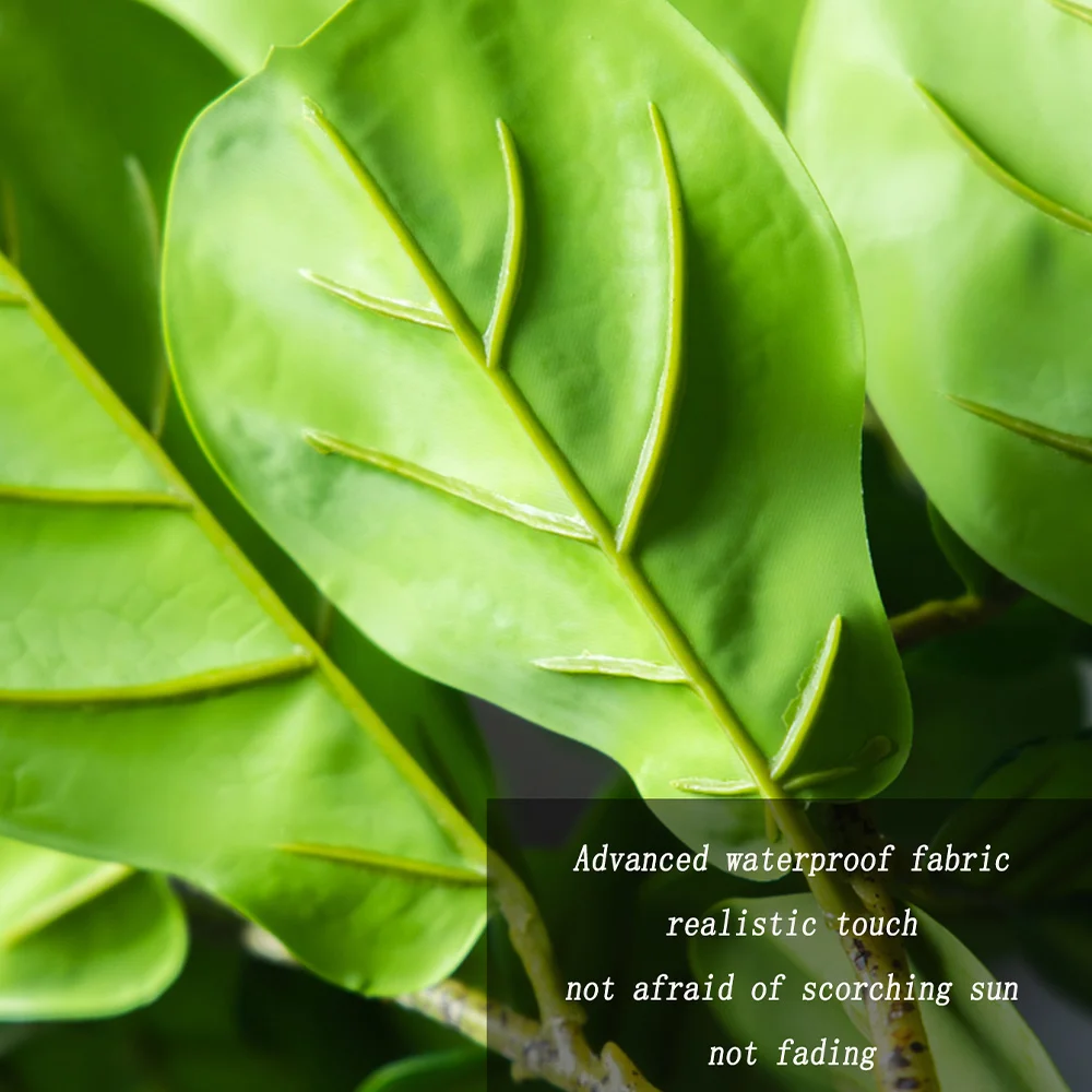 64/122 cm großer künstlicher Ficusbaum, künstliche Eichenpflanze, tropischer Ficus-figueirobaum, Kunststoff-Banyan-Blätter für Haus, Garten, Hochzeitsdekoration – Detail 13