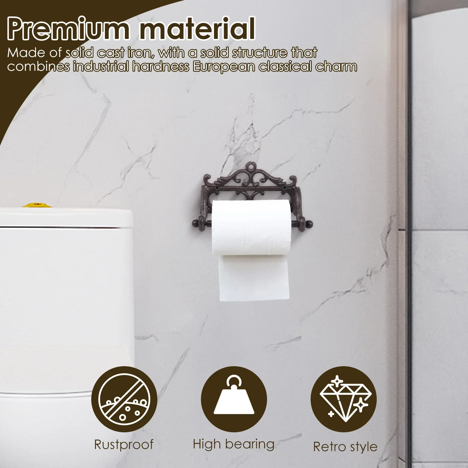Toilet Paper Roll Holder Metal Wall Mounted Tissue Holder European Vintage Design Toilet Paper Holder for Bathroom Decoration