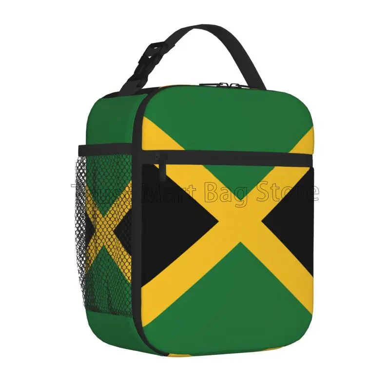 Jamaica Flag Insulated Lunch Bag Reusable Lunch Box Thermal Cooler Bento Tote Bag for Men Women Work Office Picnic Hiking Travel