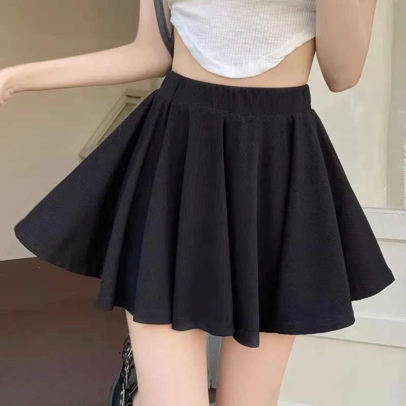 Grey Ballet Pleated Skirts Female 2024 New Trendy High Waist Slim Anti-exposure Women's Little A-shaped Caual Shorts Dressess